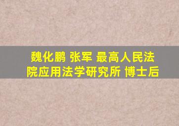 魏化鹏 张军 最高人民法院应用法学研究所 博士后